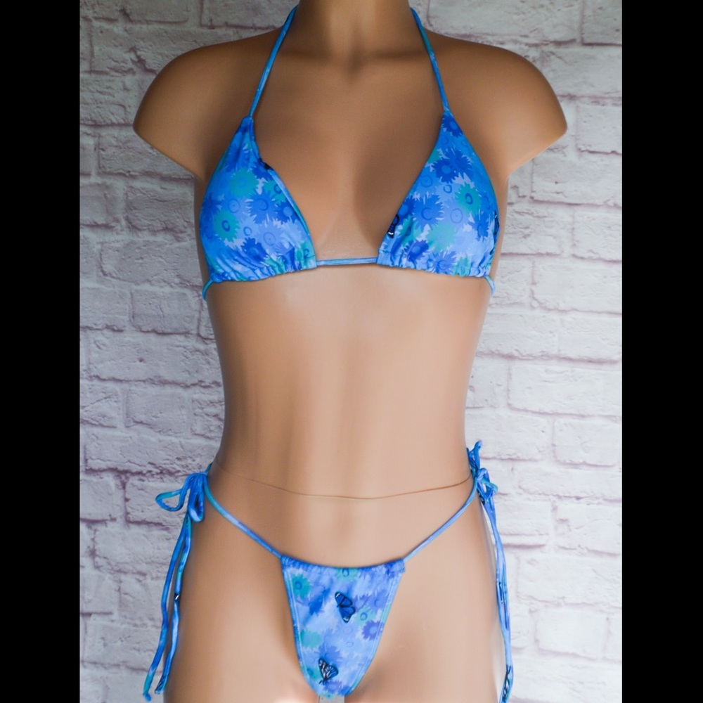 Blue, Butterfly & Flower, Bikini Set